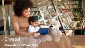  Presentation with bedtime story - Theme consisting of happy-afro-american-mother-reading background and a coral colored foreground