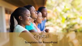  Presentation with american university - Audience pleasing PPT layouts consisting of happy afro american university student looking away backdrop and a gold colored foreground