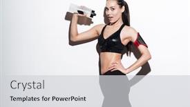  Presentation with pouring water - Colorful PPT layouts enhanced with happy alluring young woman athlete standing and pouring water from bottle on herself over white background backdrop and a light gray colored foreground