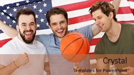  Presentation with grave marker american flag - Audience pleasing presentation theme consisting of happy american basketball fans cheering backdrop and a red colored foreground