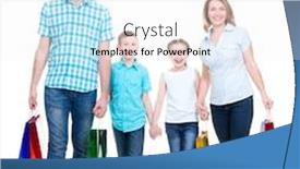  Presentation with family shopping - Beautiful slide set featuring happy american family with children holding shopping bags - over white background backdrop and a white colored foreground