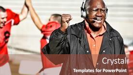  Presentation with football coach - Presentation design featuring happy-american-football-coach-celebrating background and a tawny brown colored foreground