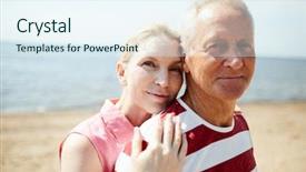  Presentation with happy birthday for husband - Slide deck enhanced with happy and amorous mature woman background and a sky blue colored foreground