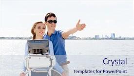  Presentation with journey - Colorful PPT theme enhanced with happy and beautiful couple having a good time on a yacht traveling tourism vacation journey concept backdrop and a lemonade colored foreground