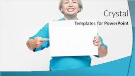  Presentation with points - PPT theme having happy-and-charming-elderly-woman background and a white colored foreground
