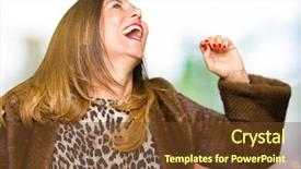  Presentation with listening woman - Beautiful presentation theme featuring happy and cheerful smiling moving backdrop and a  colored foreground