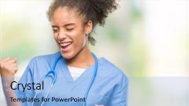  Presentation with afro - Amazing slide set having happy and excited doing winner backdrop and a light blue colored foreground