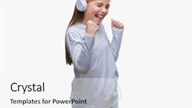  Presentation with swimming beautiful girl swims underwater - Cool new PPT theme with happy and excited doing winner backdrop and a  colored foreground