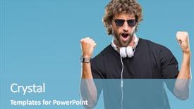  Presentation with old man and his music - Audience pleasing slides consisting of happy and excited doing winner backdrop and a  colored foreground