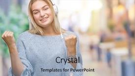  Presentation with teal design music - Presentation theme consisting of happy and excited doing winner background and a  colored foreground