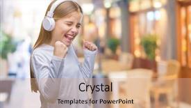  Presentation with happy music lovers - PPT layouts featuring happy and excited doing winner background and a  colored foreground