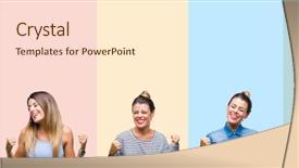  Presentation with colorful celebration - PPT theme with happy and excited doing winner background and a cream colored foreground