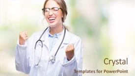  Presentation with medical smiling doctor - Amazing slides having happy and excited doing winner backdrop and a cream colored foreground