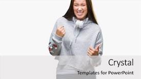  Presentation with young college student diagnosis of chlamydia - Slide set consisting of happy and excited doing winner background and a  colored foreground