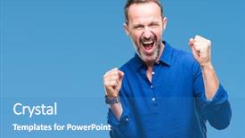  Presentation with winner announcement award success - Theme with happy and excited doing winner background and a  colored foreground