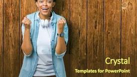  Presentation with celebration - PPT theme having happy and excited doing winner background and a  colored foreground