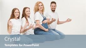  Presentation with pregnant mother - Presentation theme featuring happy-and-friendly-family-portrait background and a seafoam green colored foreground