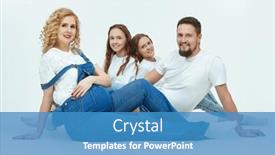  Presentation with pregnant mother - Slides consisting of happy-and-friendly-family-portrait background and a teal colored foreground