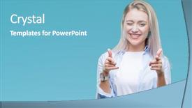  Presentation with young - Beautiful slide set featuring happy and funny face good backdrop and a teal colored foreground