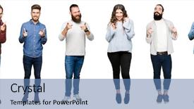  Presentation with 3d white people pushing - Audience pleasing theme consisting of happy and funny face good backdrop and a  colored foreground