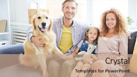  Presentation with family pet - Cool new presentation theme with happy and healthy family backdrop and a coral colored foreground