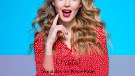  Presentation with beautiful young girl red - PPT layouts having happy-and-joyful-caucasian-woman background and a red colored foreground