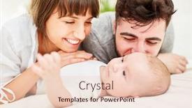  Presentation with parents - Beautiful slide set featuring happy and proud parents cuddle with their newborn baby backdrop and a lemonade colored foreground