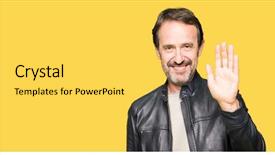  Presentation with black man - PPT theme with happy and smiling friendly welcome background and a yellow colored foreground