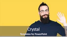  Presentation with long hair man - Presentation theme consisting of happy and smiling friendly welcome background and a navy blue colored foreground