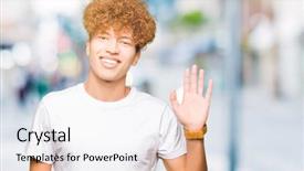  Presentation with afro hair salon - Presentation theme featuring happy and smiling friendly welcome background and a lemonade colored foreground