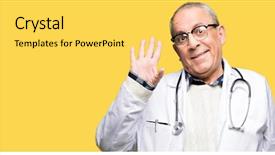  Presentation with medical smiling doctor - Audience pleasing slide set consisting of happy and smiling friendly welcome backdrop and a yellow colored foreground