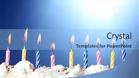  Presentation with blue and silver birthday - Cool new presentation design with happy anniversary - beautiful birthday candles on blue backdrop and a light blue colored foreground