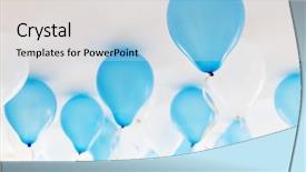  Presentation with anniversary blue - Presentation theme enhanced with happy anniversary - blue balloons in birthday party background and a light gray colored foreground