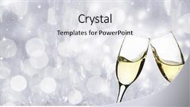  Presentation with champagne - Audience pleasing presentation design consisting of happy anniversary - glasses with champagne against sparkling backdrop and a white colored foreground