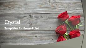  Presentation with valentines - PPT layouts with happy anniversary - red roses on wooden board background and a gray colored foreground