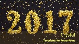  Presentation with happy new year - Cool new theme with happy anniversary 2016 - new year decoration closeup backdrop and a tawny brown colored foreground