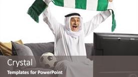  Presentation with arab - Slide deck featuring happy-arab-man-cheering background and a dark gray colored foreground