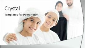  Presentation with arabic - Slide deck consisting of happy arabic family in row smiling background and a white colored foreground