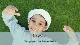  Presentation with arabic - Beautiful presentation design featuring happy arabic kid on green grass backdrop and a lemonade colored foreground