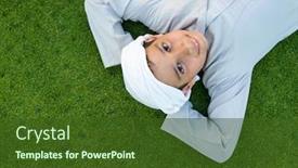  Presentation with arabic - PPT theme having happy arabic kid on green grass background and a tawny brown colored foreground