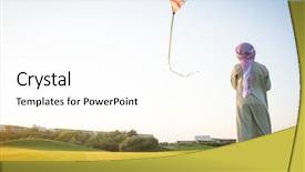  Presentation with kid happy birthday - Amazing PPT theme having happy arabic kid with kite backdrop and a white colored foreground