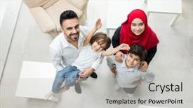  Presentation with arabic kids - Presentation having happy arabic muslim family background and a light gray colored foreground