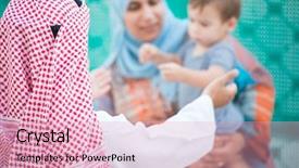  Presentation with muslim family - Presentation design enhanced with happy arabic muslim middle eastern background and a lemonade colored foreground