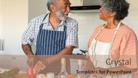  Presentation with senior couple - Presentation theme having happy-arfican-american-senior-couple background and a  colored foreground