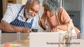  Presentation with senior couple - Slide deck featuring happy-arfican-american-senior-couple background and a soft green colored foreground