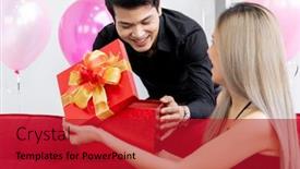  Presentation with new season - PPT layouts consisting of happy-asian-couple-opening-new background and a crimson colored foreground