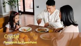  Presentation with daughter - Slide deck consisting of happy-asian-family background and a red colored foreground