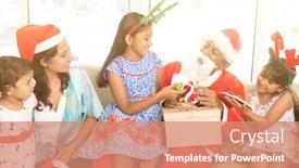  Presentation with indian festival - Slide deck with asian indian family celebrating christmas background and a coral colored foreground