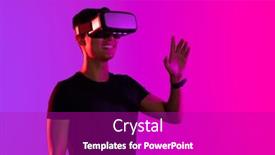  Presentation with interface - Slide deck enhanced with happy-asian-man-using-vr background and a purple colored foreground