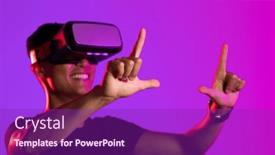  Presentation with interface - Theme featuring happy-asian-man-using-vr background and a violet colored foreground